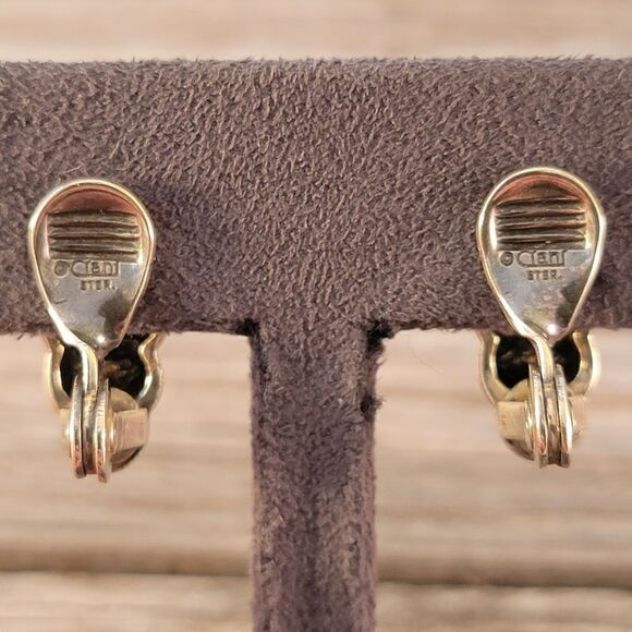 Ciani Sterling Signed Unique Modernist Metamorph Clip On Earrings - Picture 5 of 8